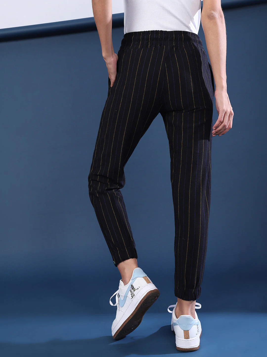 Pinstriped Tapered Trackpants - Image 5