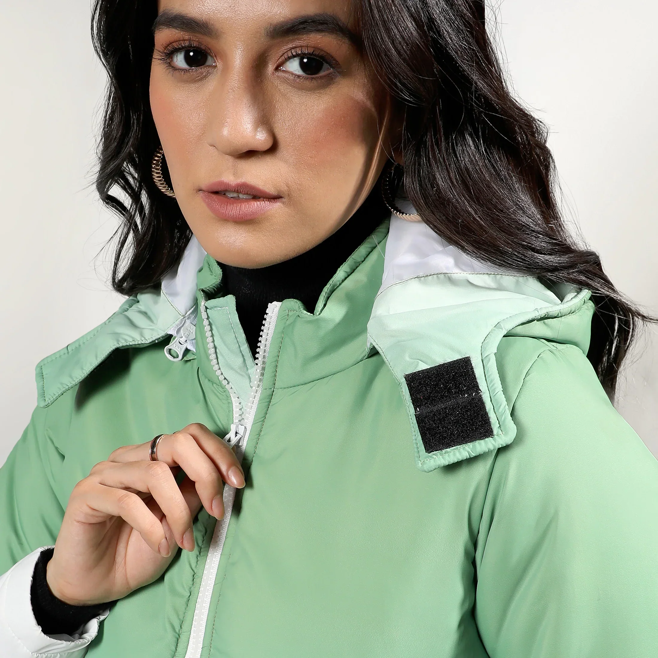 Pistachio Green & Chalk White Ombre Puffer Jacket - Image 7
