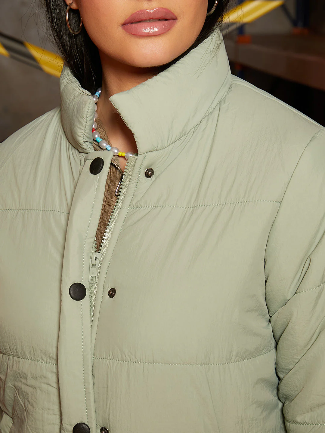 Puffer Jacket With Ribbed Hem - Image 7