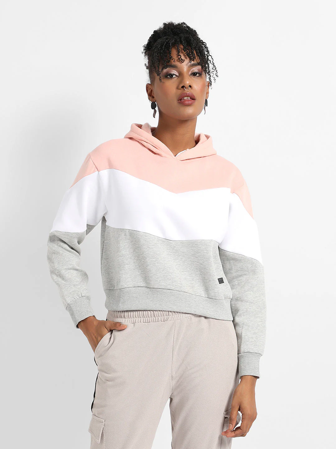 Pullover Hoodie With Contrast Panels - Image 2