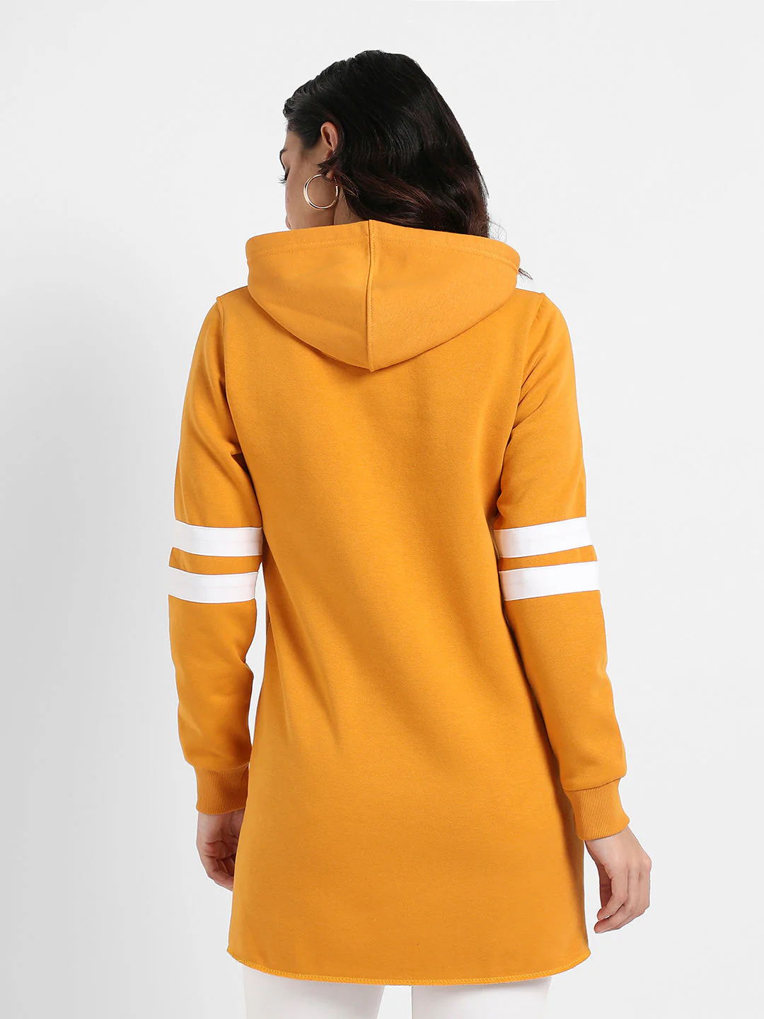 Pullover Hoodie With Contrast Stripe Sleeves - Image 4