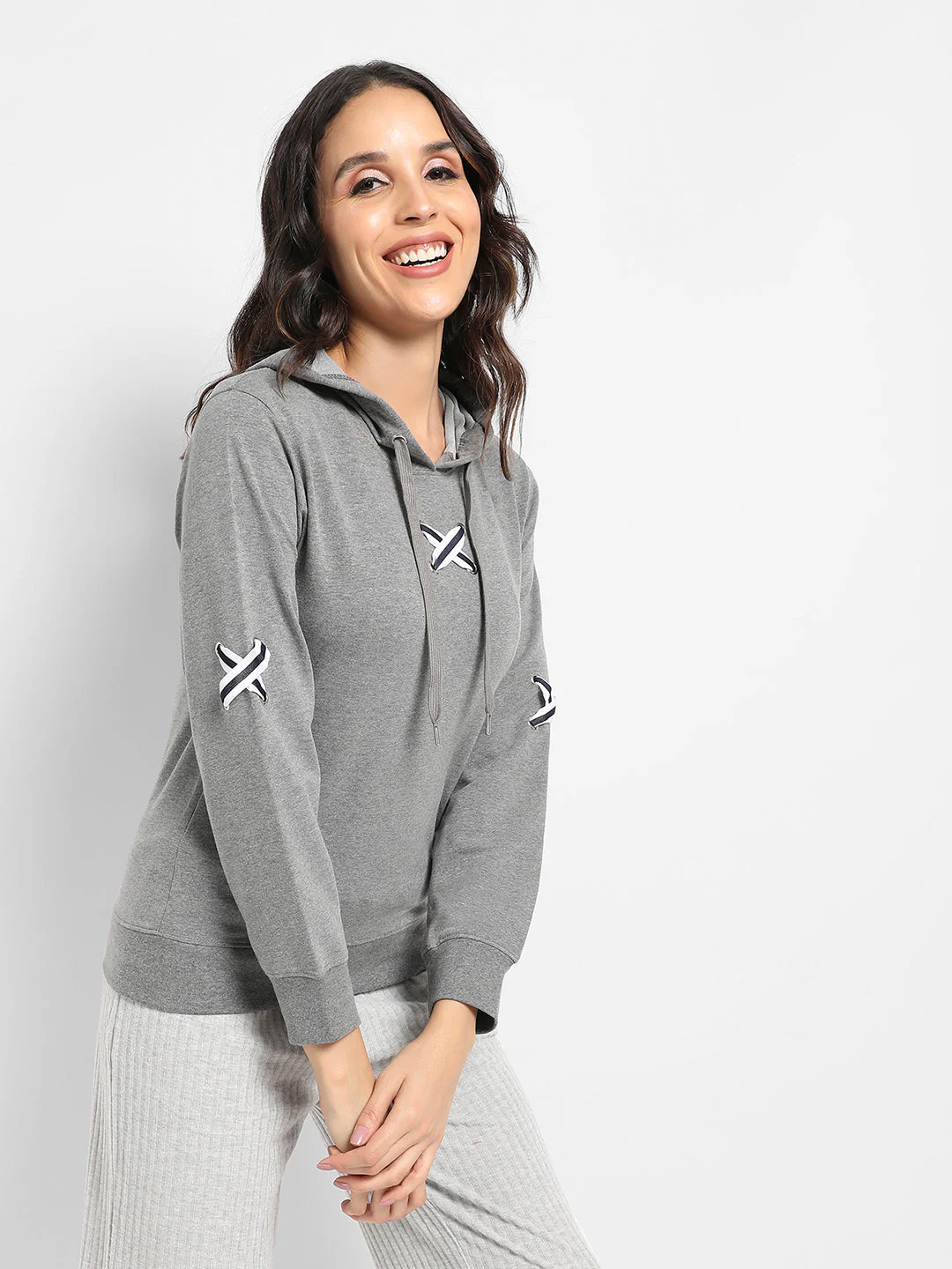 Pullover Hoodie With Criss-Cross Details - Image 3