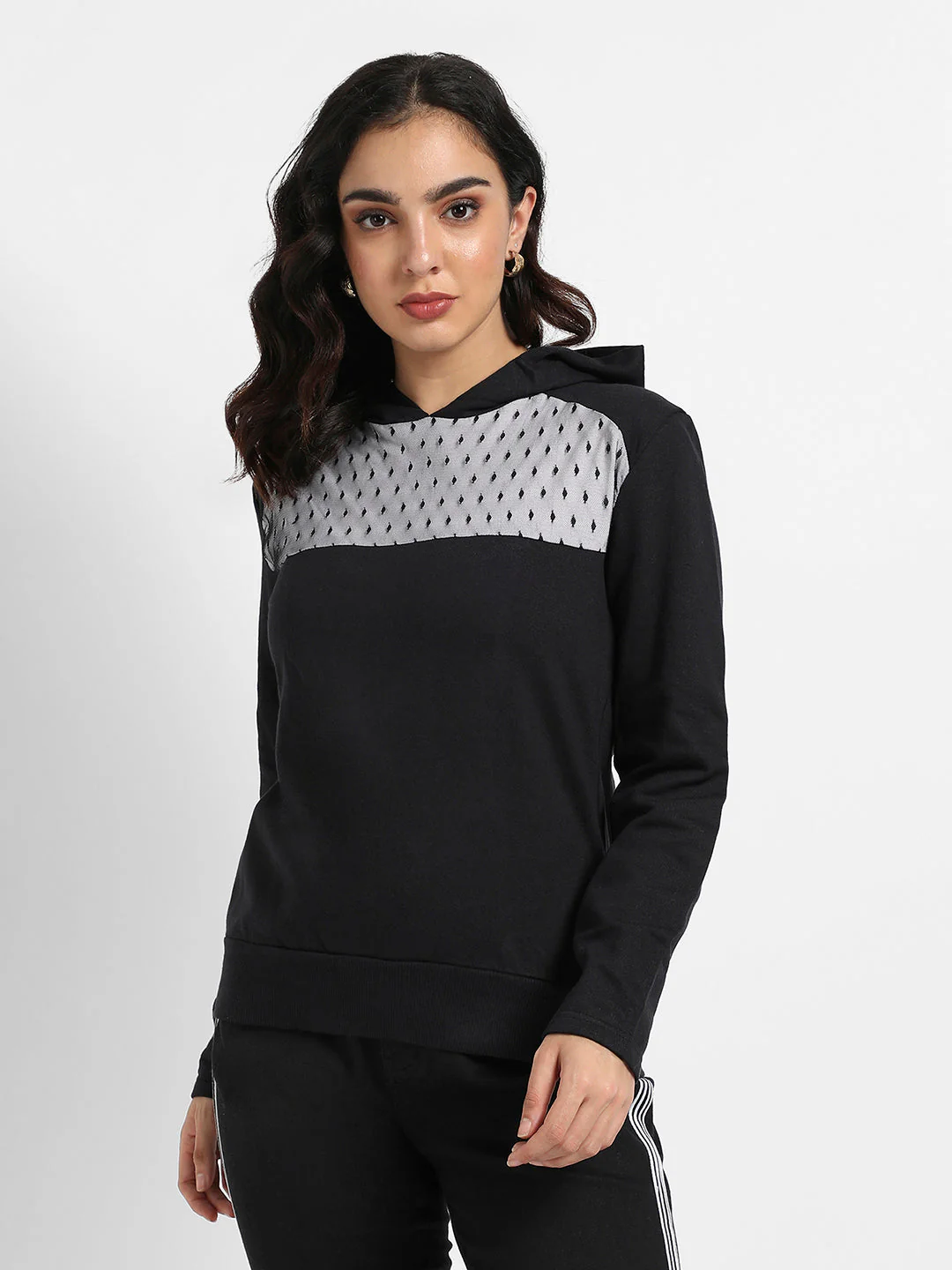 Pullover Hoodie With Mesh Details - Image 2