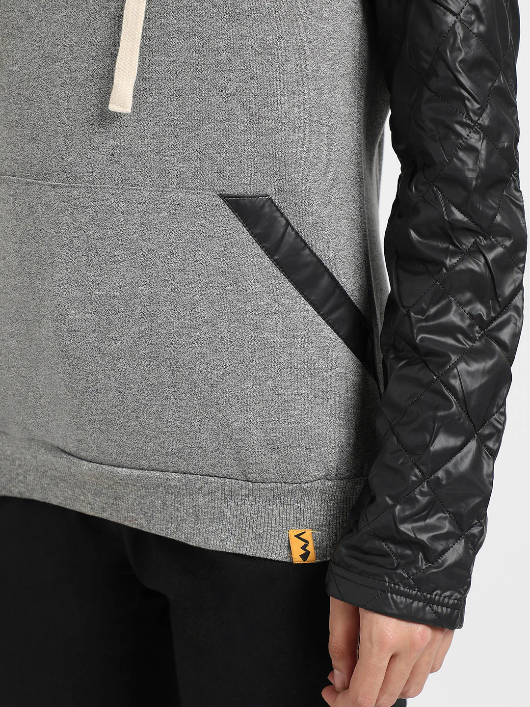 Pullover Sweatshirt With Quilted Sleeves - Image 7