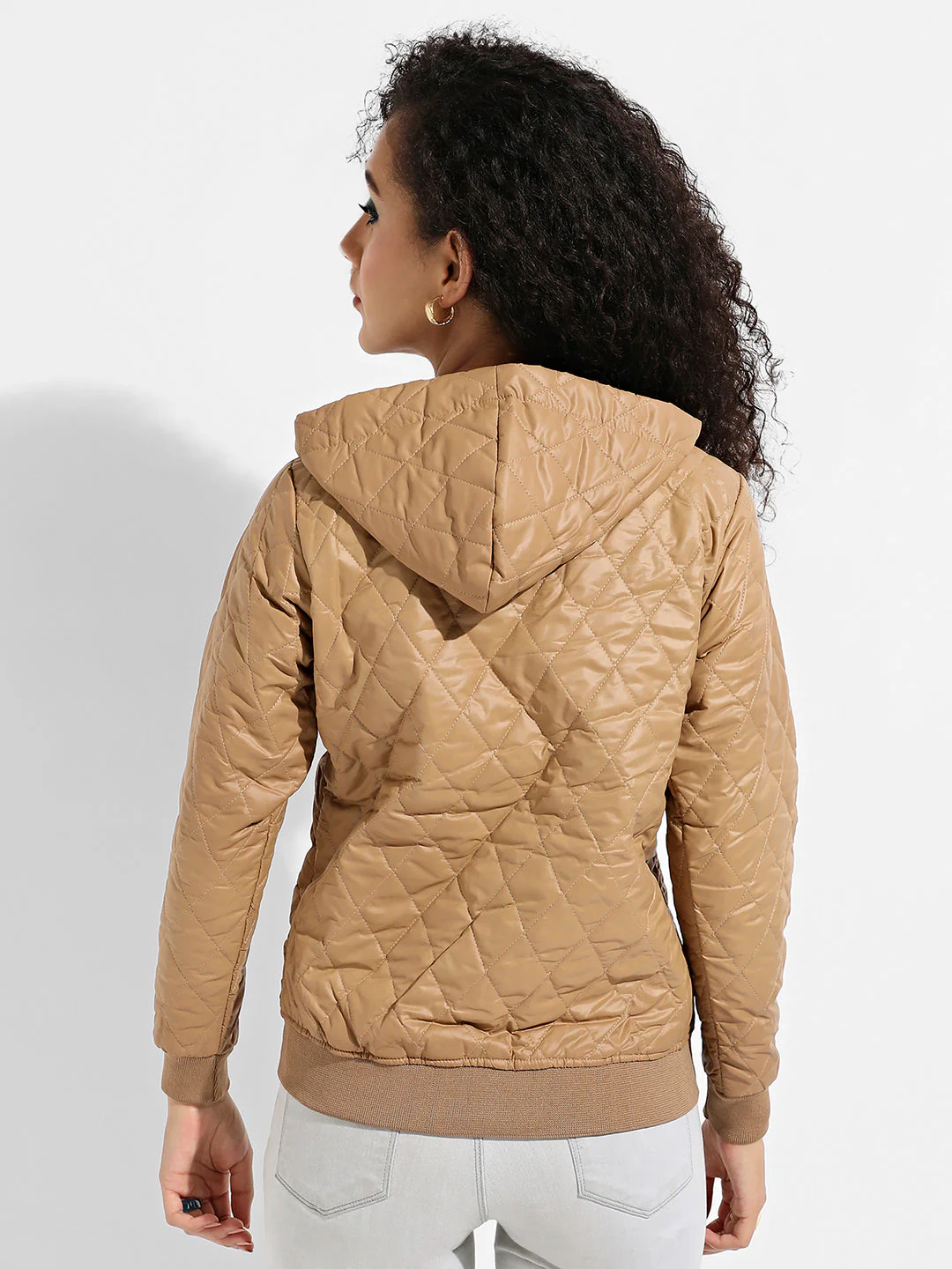Quilted Puffer Jacket With Ribbed Hem - Image 4
