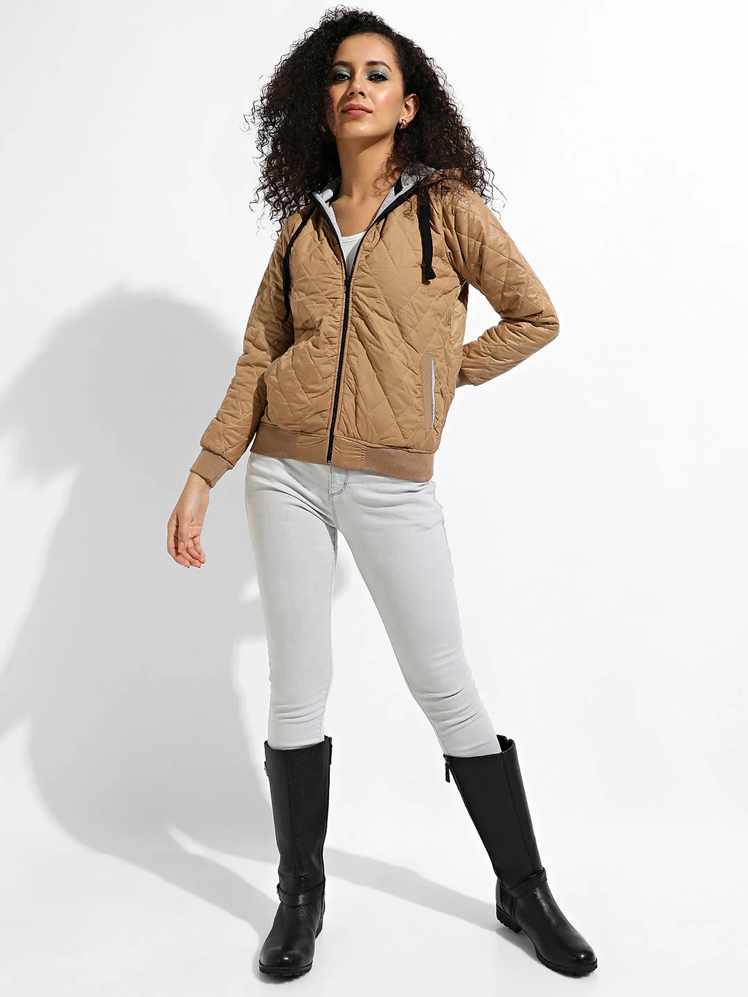 Quilted Puffer Jacket With Ribbed Hem - Image 5