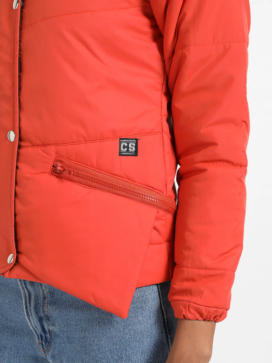 Quilted Puffer Jacket With Zipper Insert Pockets - Image 7