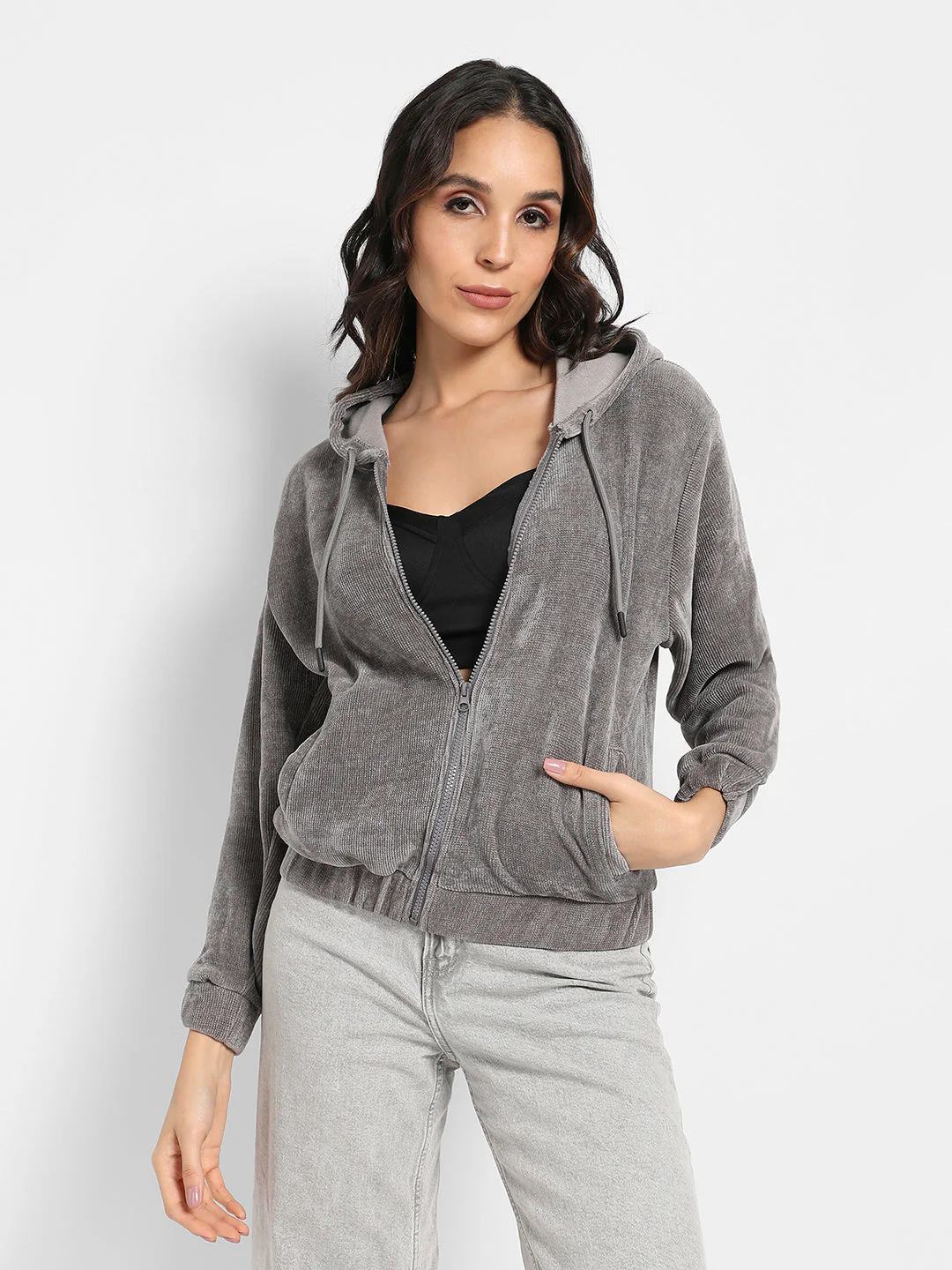 Ribbed Hoodie With Zip-Closure - Image 2