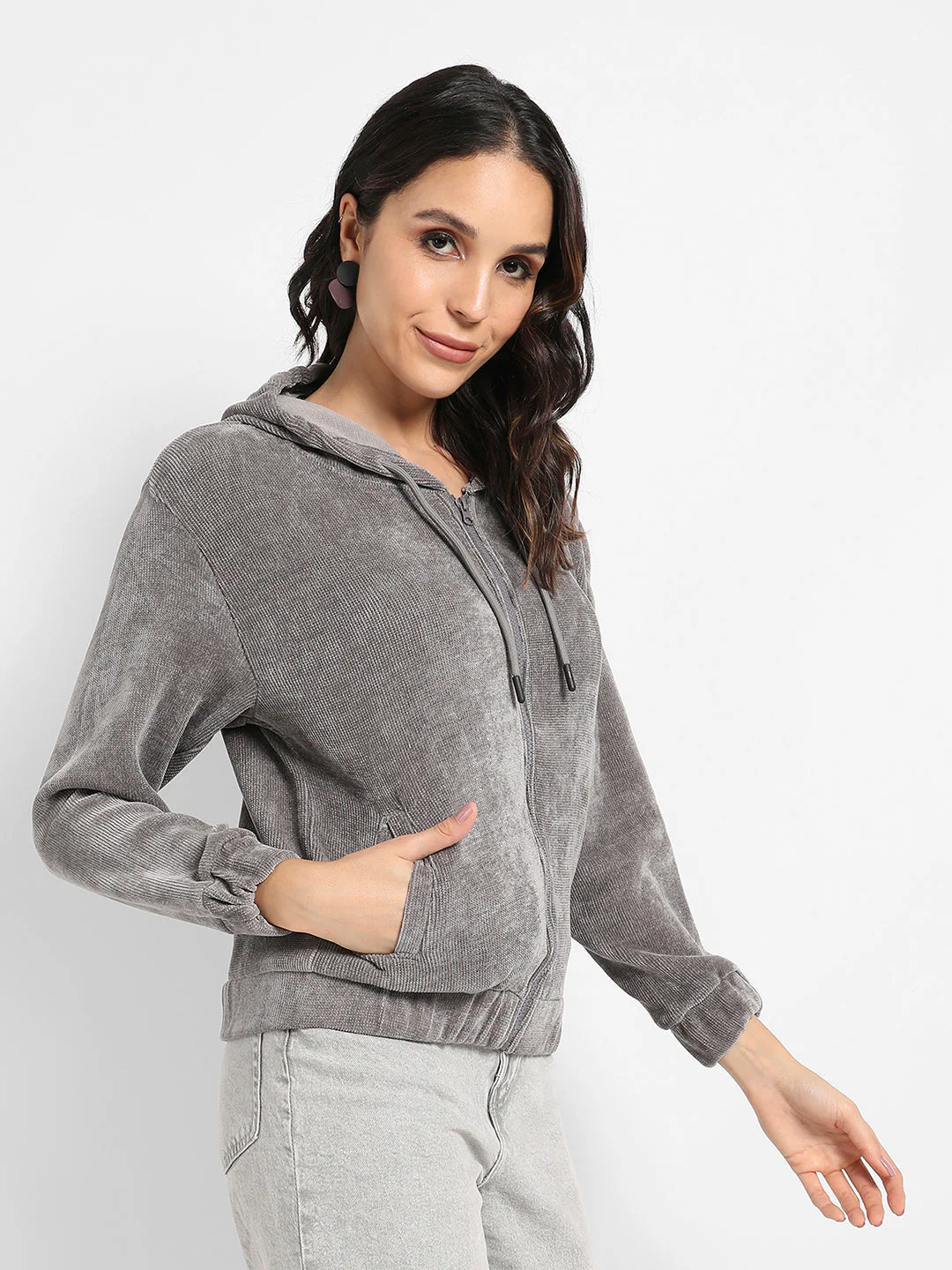 Ribbed Hoodie With Zip-Closure - Image 3