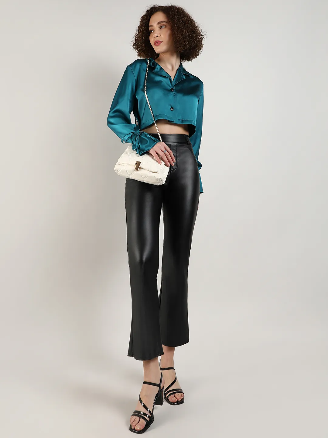 Satin Boxy Crop Shirt - Image 6