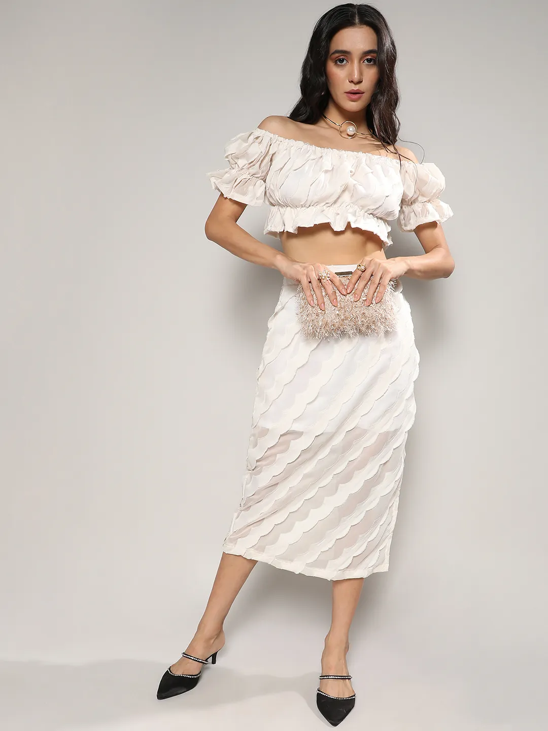 Self-Design Cropped Co-Ord Set - Image 5