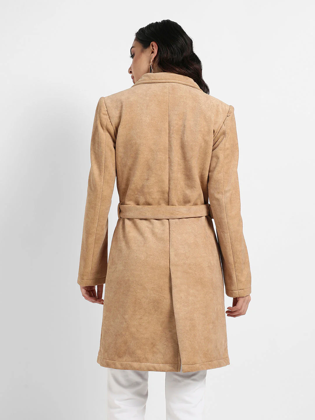 Single-Breasted Long Coat With Belted Waist - Image 4