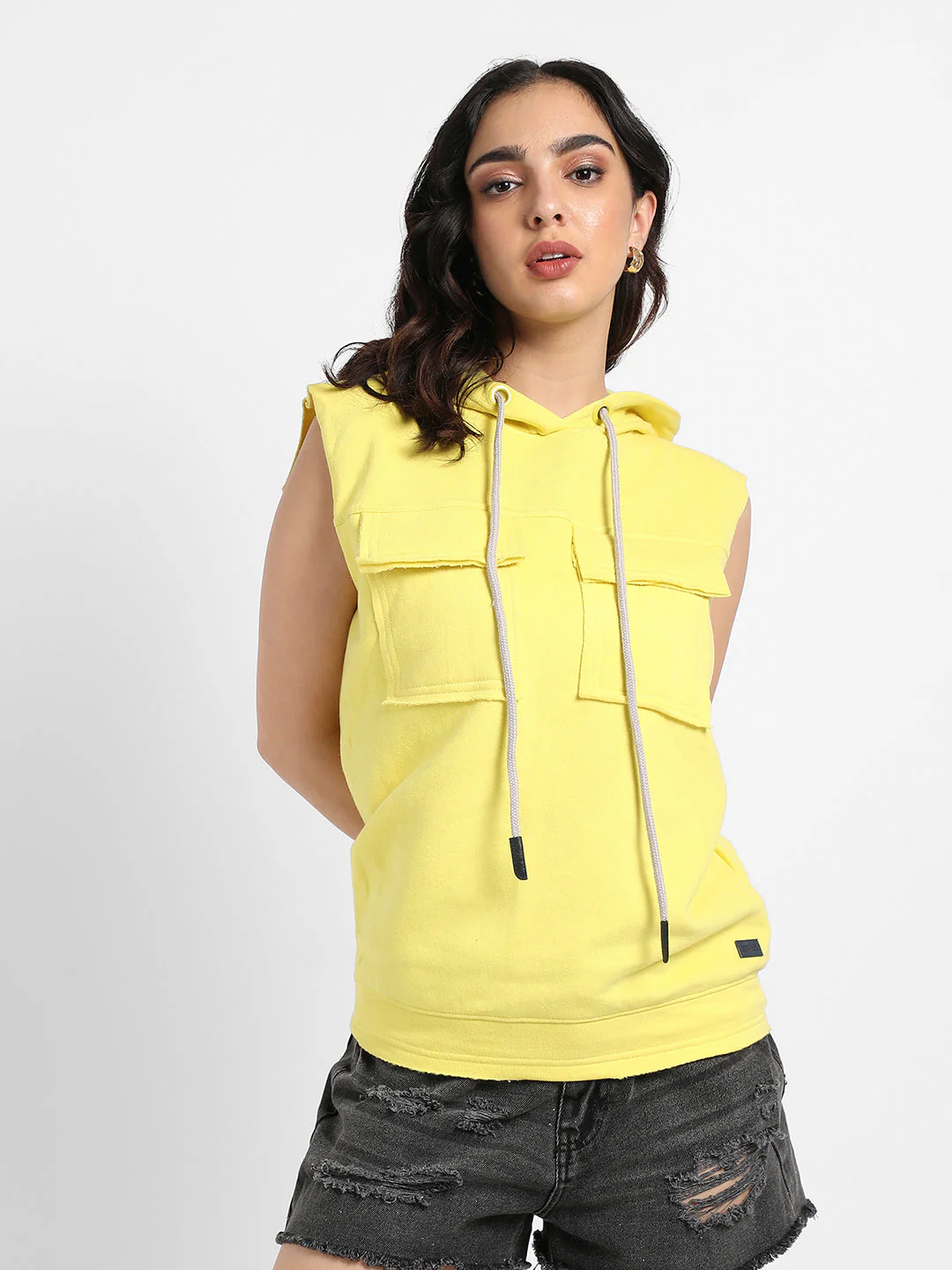 Sleeveless Hoodie With Flap Pockets - Image 2