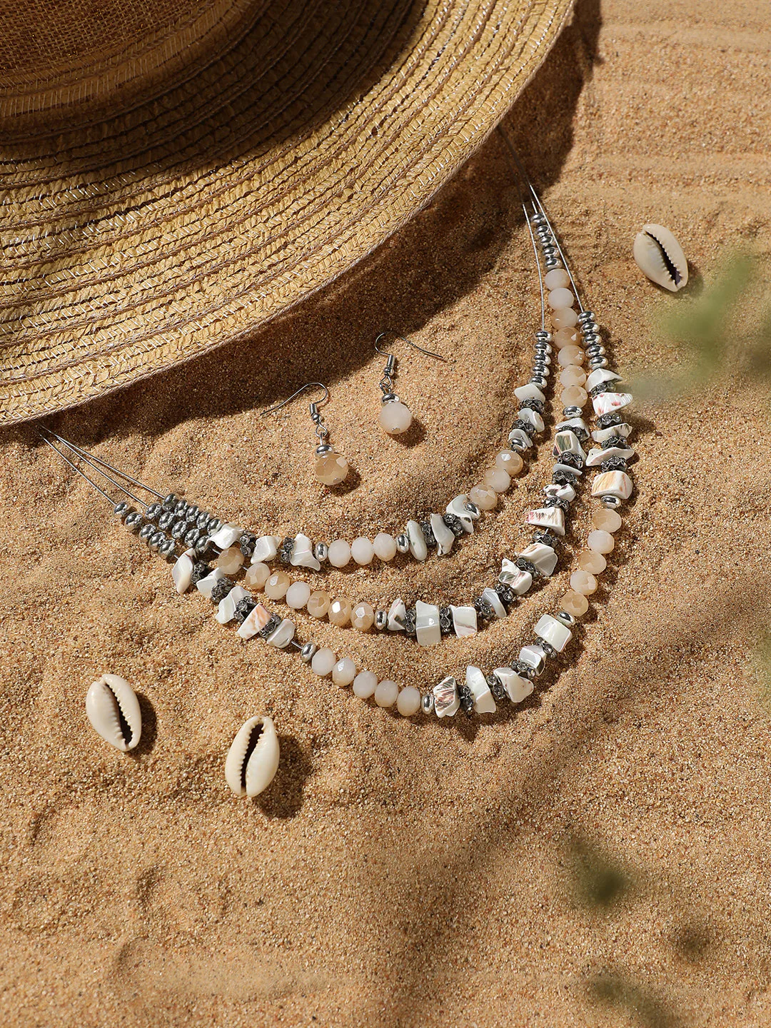 Silver Plated Designer Stone Casual Necklace and Earring Set