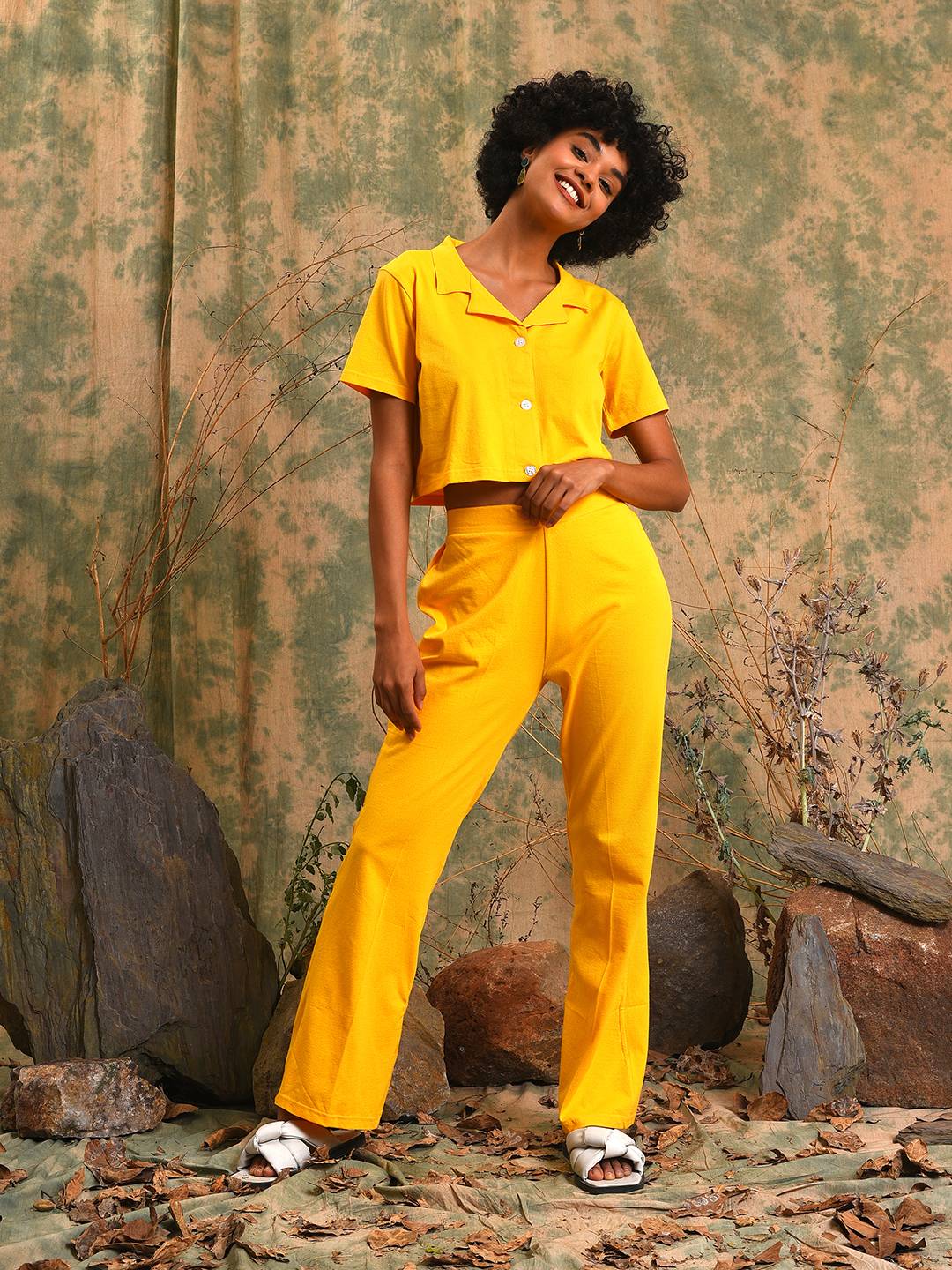 Solid Cropped Co-Ord Set - Image 8