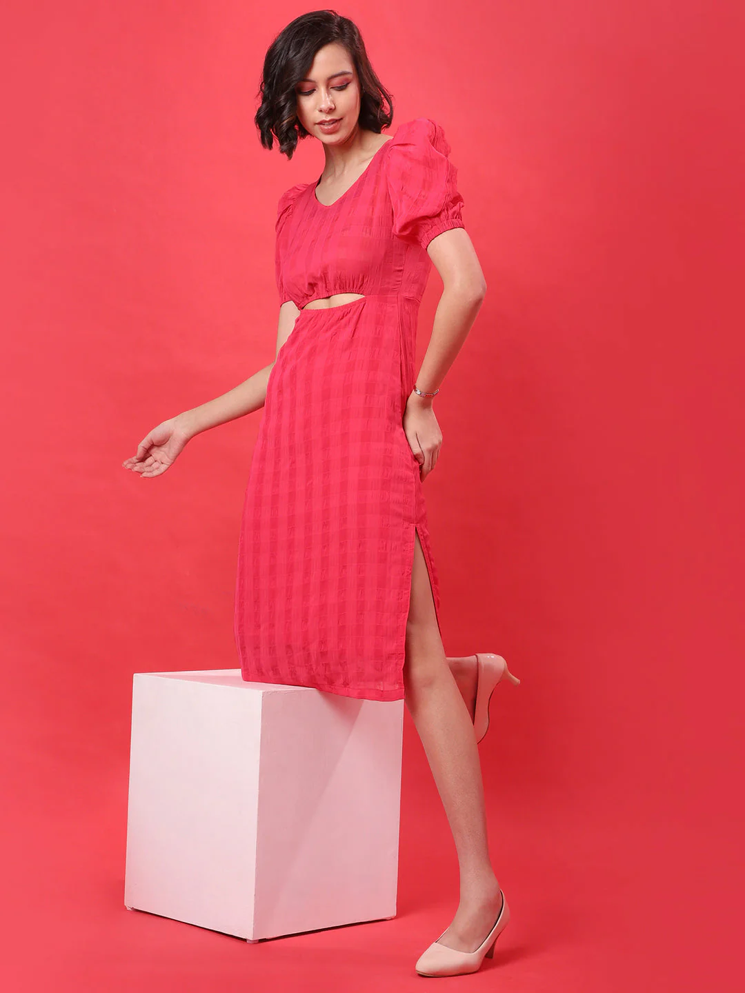 Solid Dress With Cutout Detail - Image 5