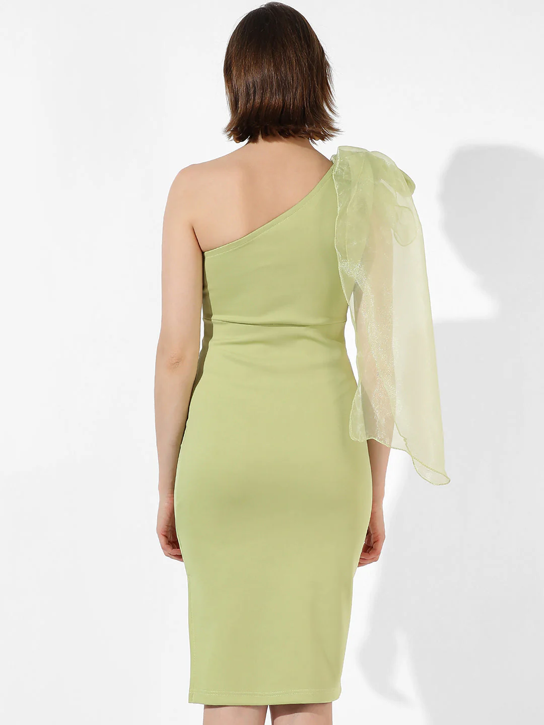 Solid Dress With Organza Ribbon Detail - Image 4