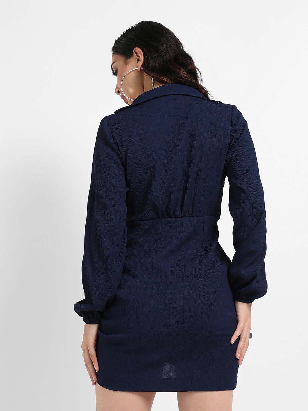 Solid Dress With Ruched Detail - Image 4