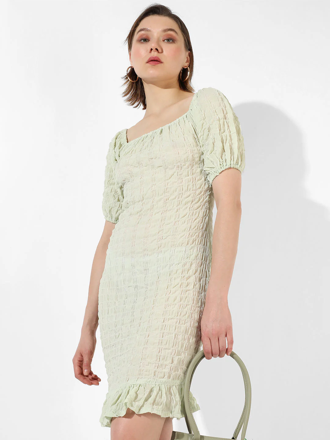 Solid Dress With Ruffle Detail - Image 3