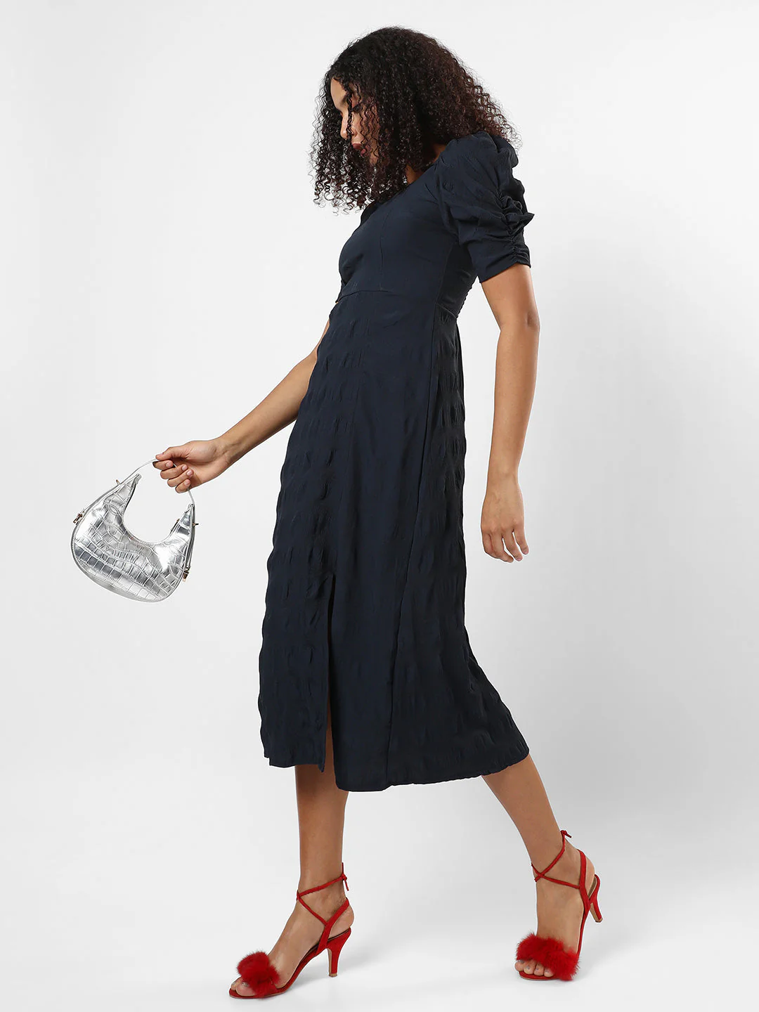 Solid Dress With Slit Detail - Image 4