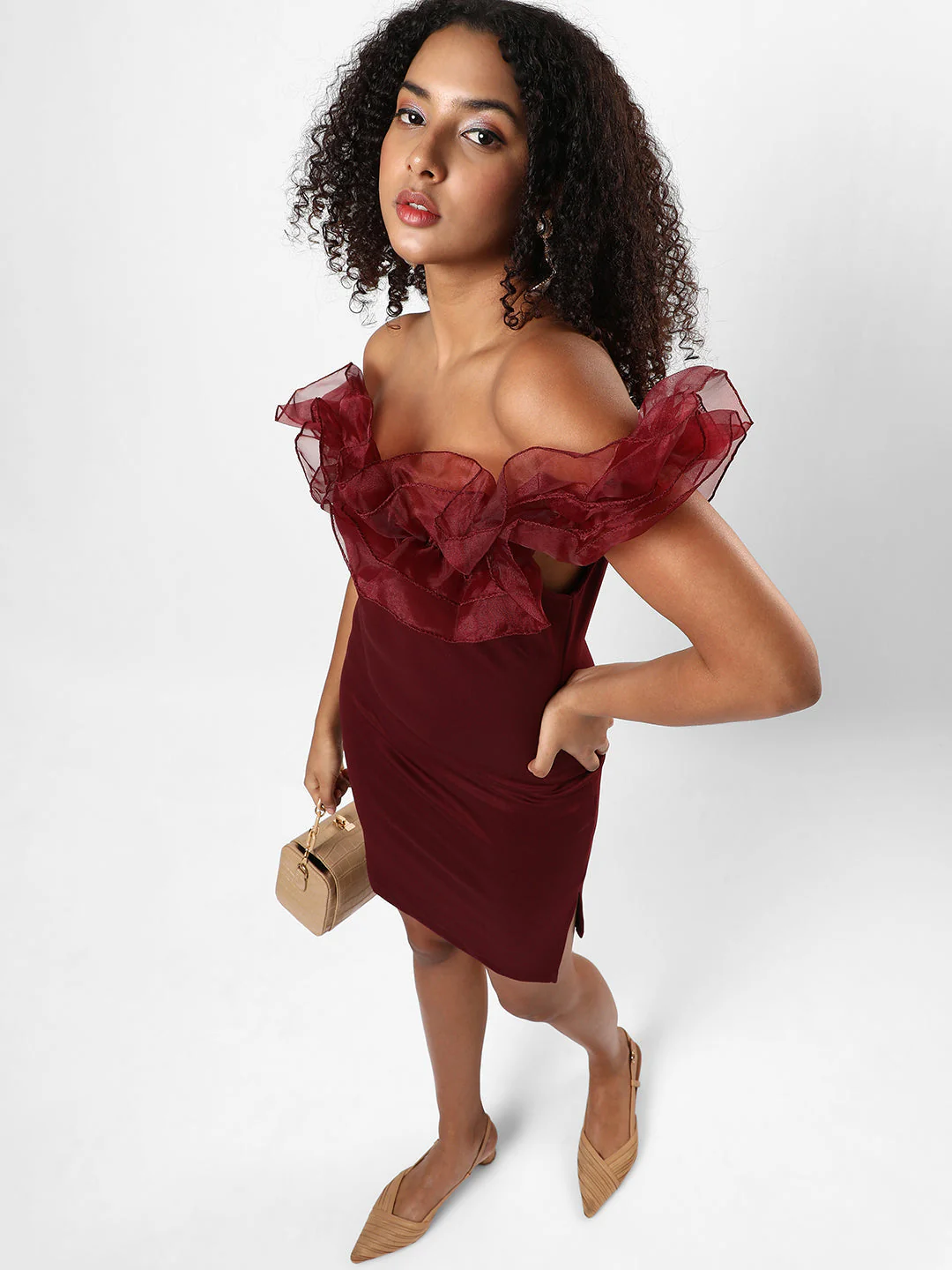 Solid Maroon Dress - Image 5