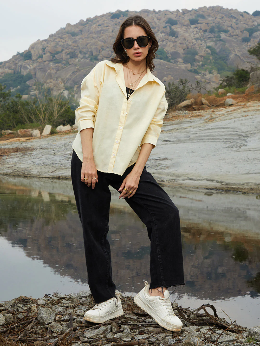 Solid Oversized Shirt - Image 6