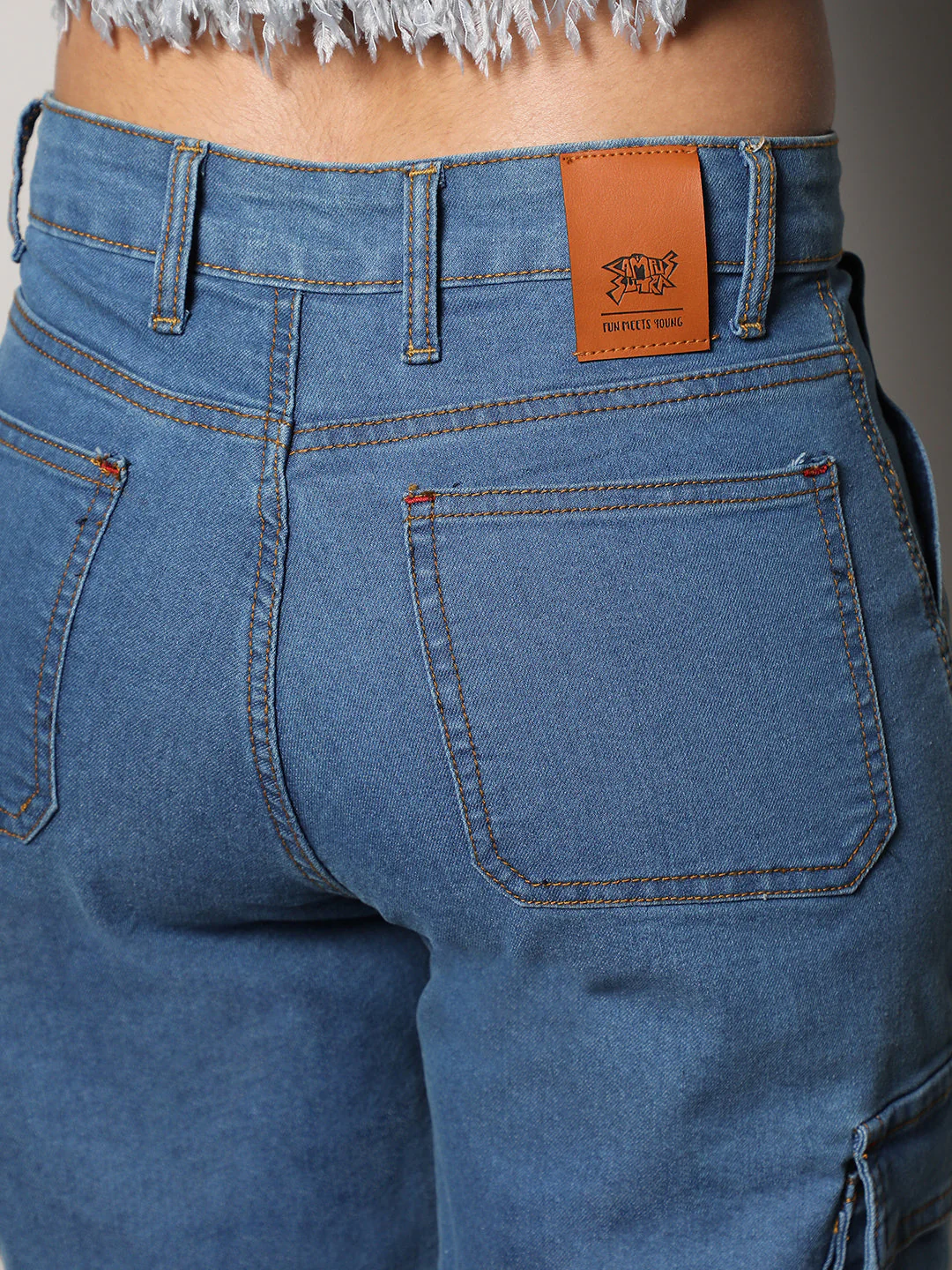 Straight Fit Cargo Denim Jeans - Image 7