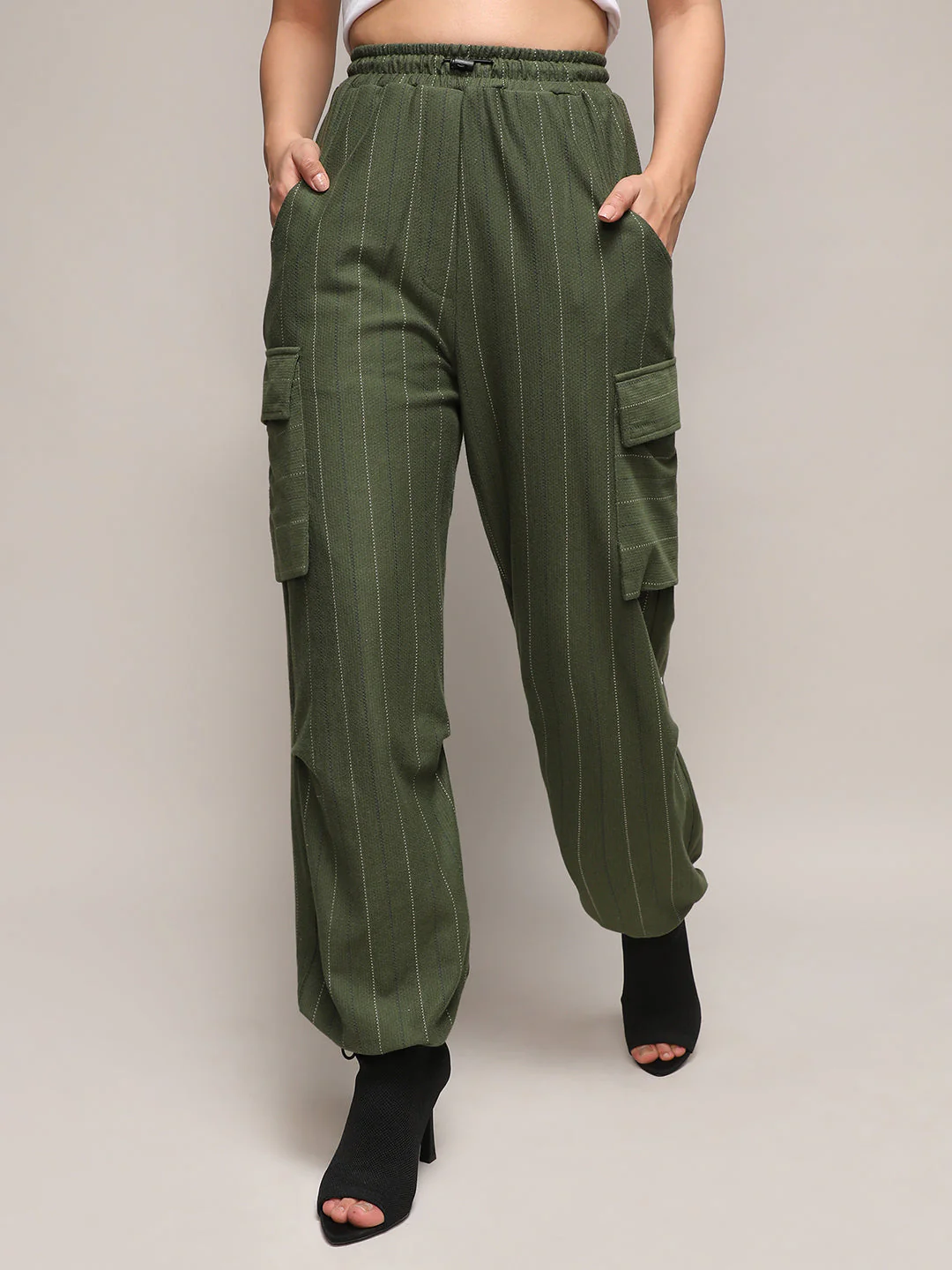 Striped Cargo Parachute Trousers - Image 2