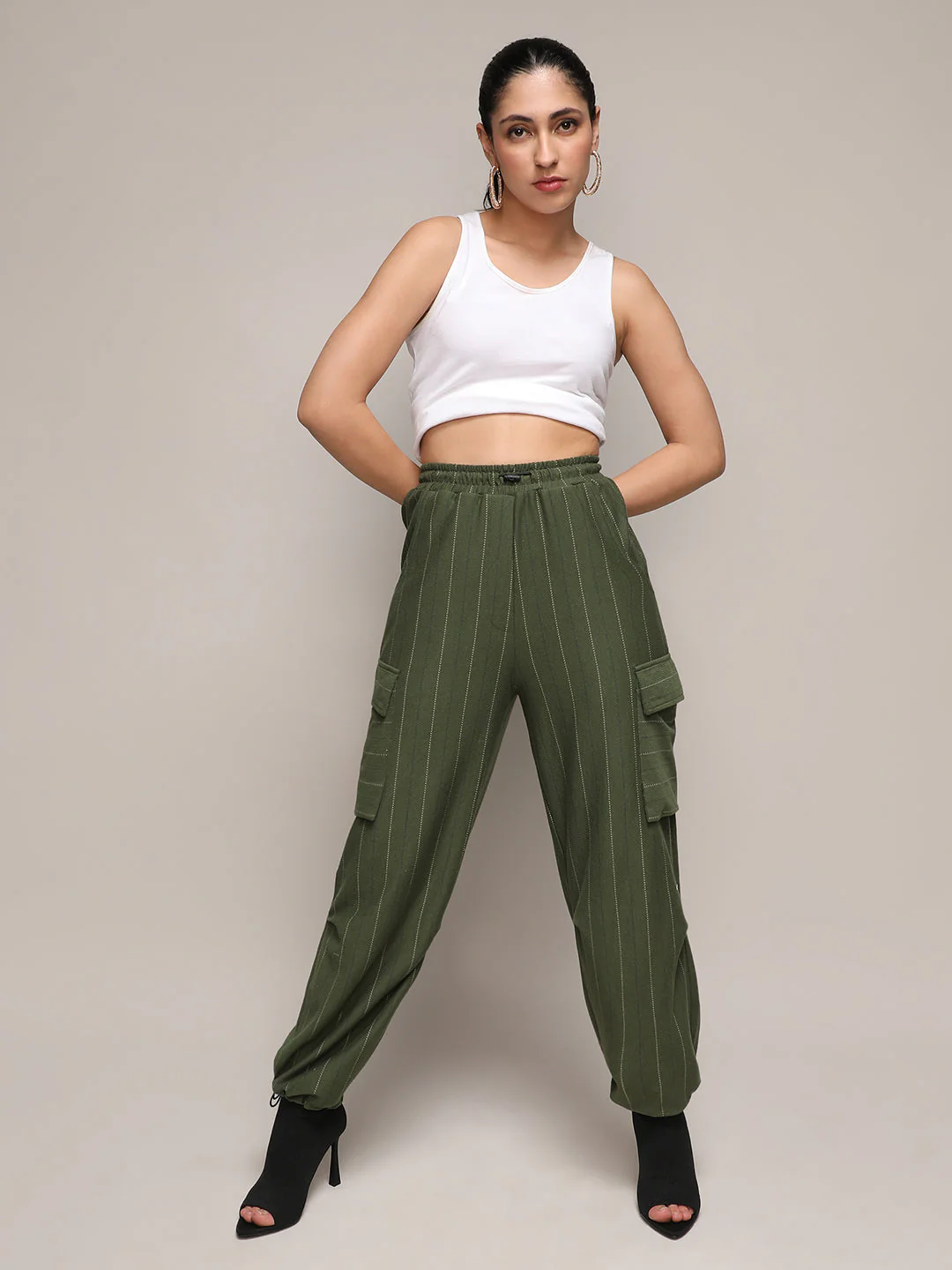 Striped Cargo Parachute Trousers - Image 5