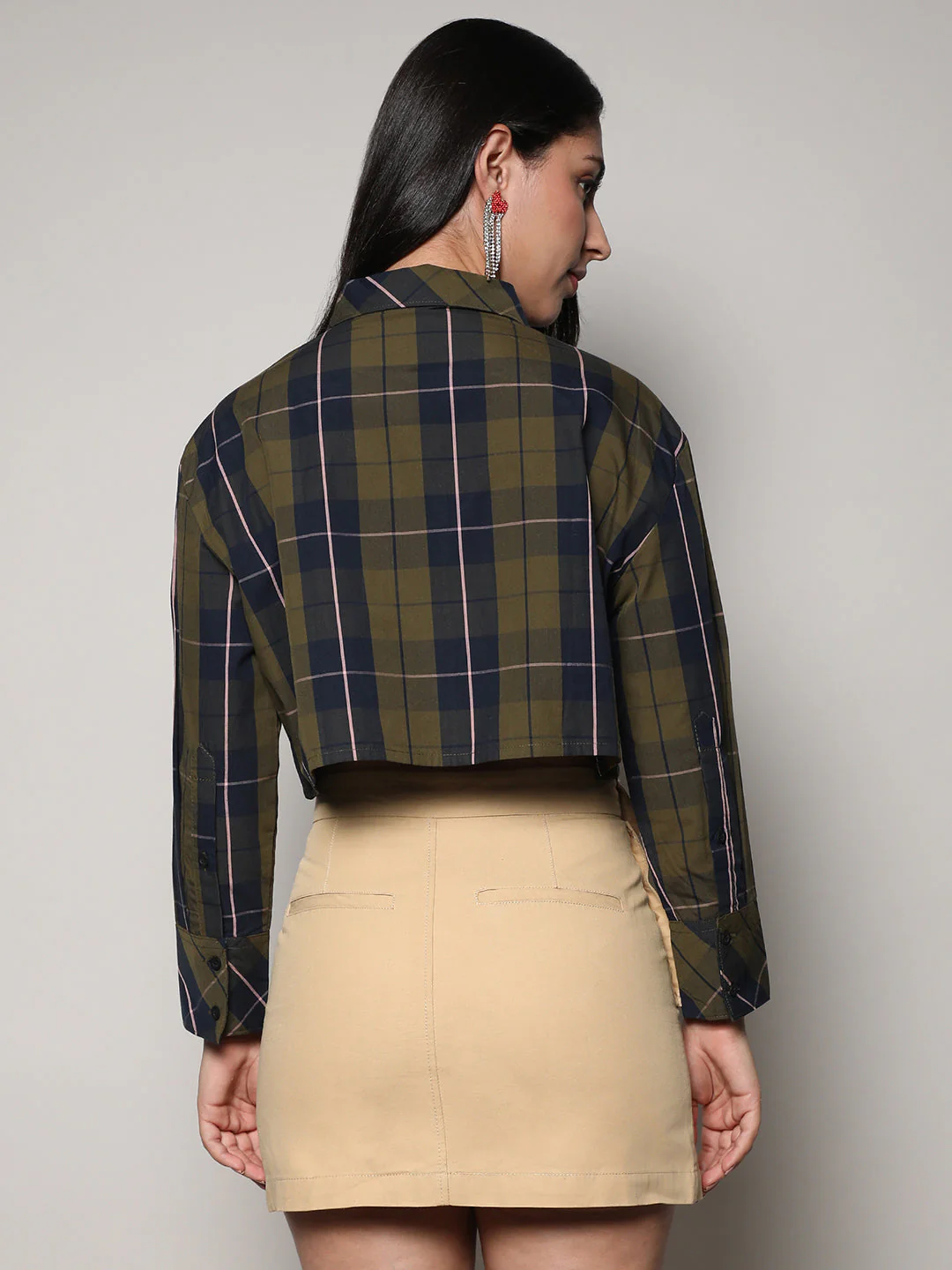 Tartan Plaid Crop Shirt - Image 4