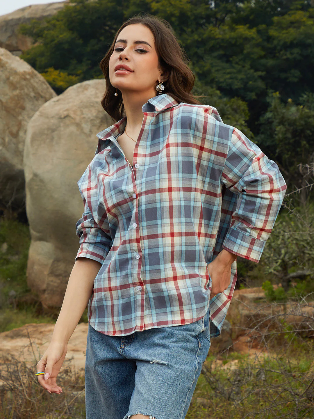 Tartan Plaid Oversized Shirt - Image 3