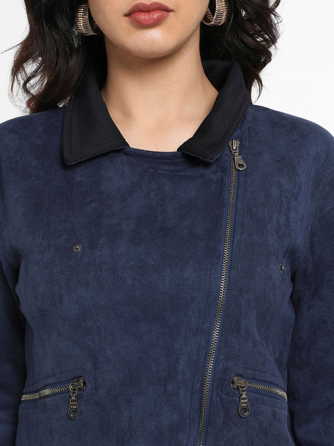Zip-Front Biker Jacket With Contrast Collar - Image 6