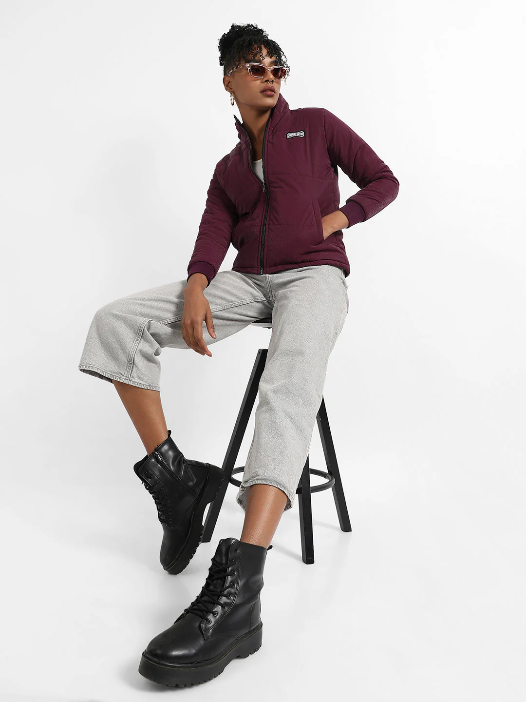Zip-Front Bomber Jacket With Angled Open Pockets - Image 6