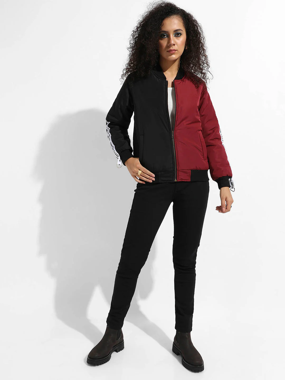 Zip-Front Colourblock Bomber Jacket - Image 5