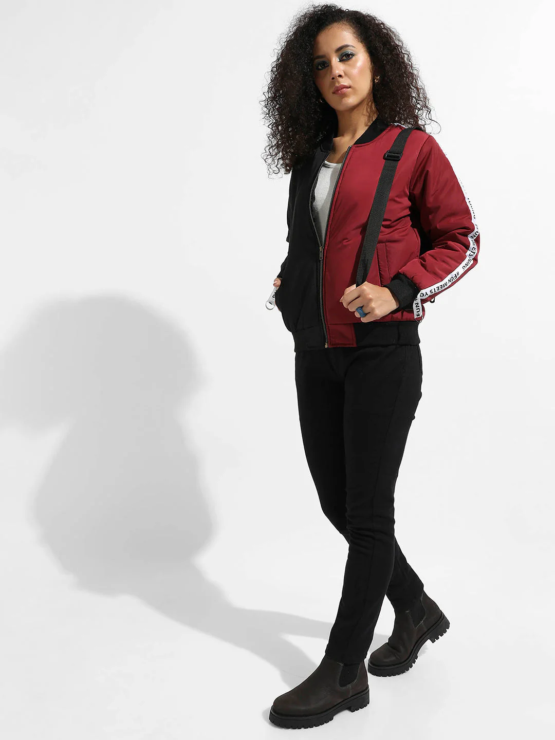Zip-Front Colourblock Bomber Jacket - Image 6