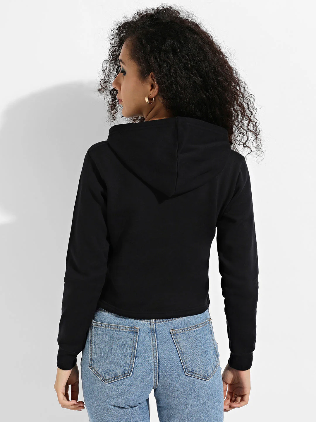 Zip-Front Cropped Hoodie With Contrast Drawstring - Image 4