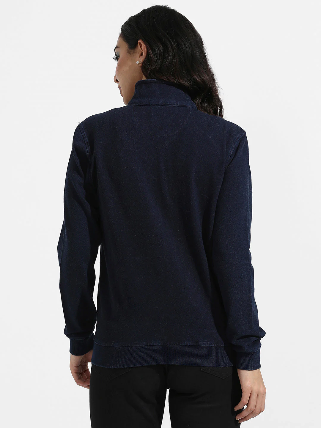 Zip Front Dark-Wash Denim Jacket - Image 4