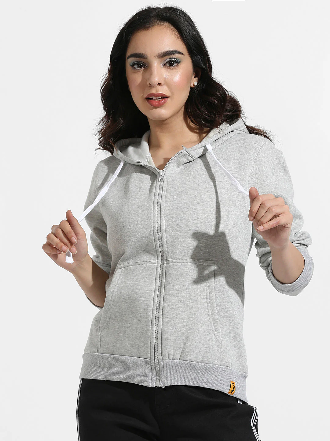 Zip-Front Hoodie With Contrast Drawstring - Image 2