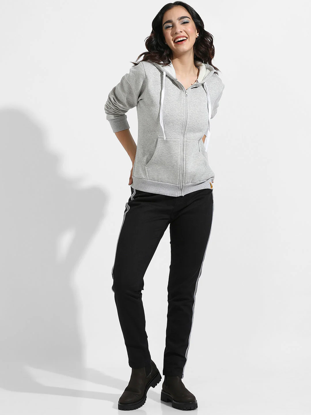 Zip-Front Hoodie With Contrast Drawstring - Image 5