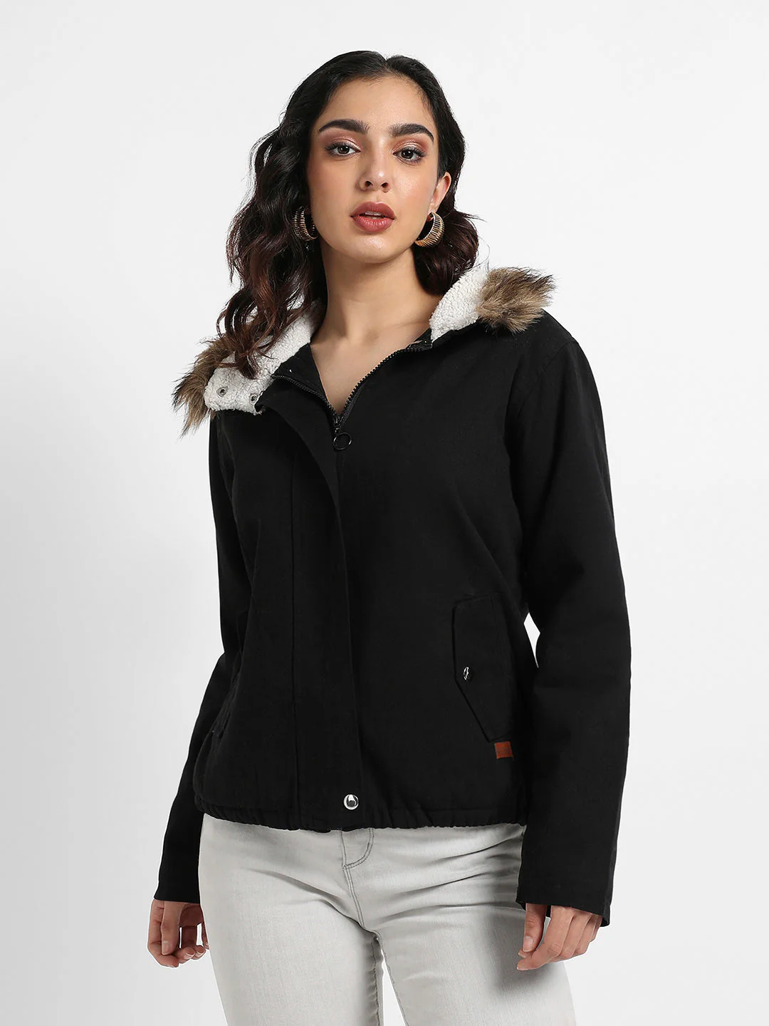 Zip-Front Jacket With Fur Details - Image 2