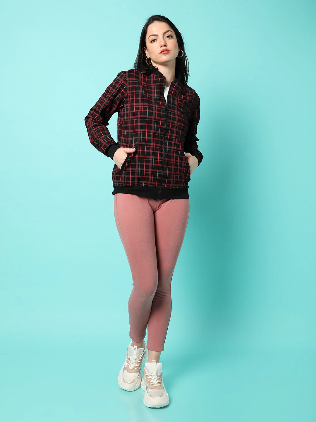 Zip-Front Tartan Plaid Jacket - Image 6
