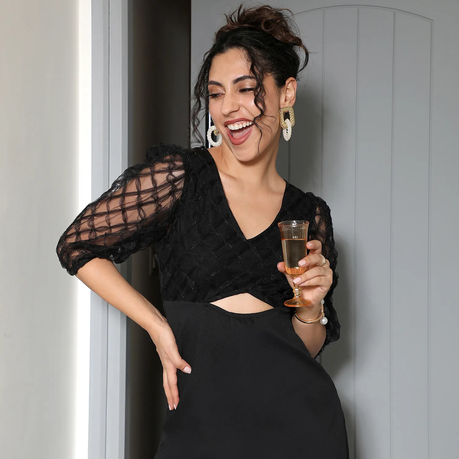 Sheer Cut-Out Dress