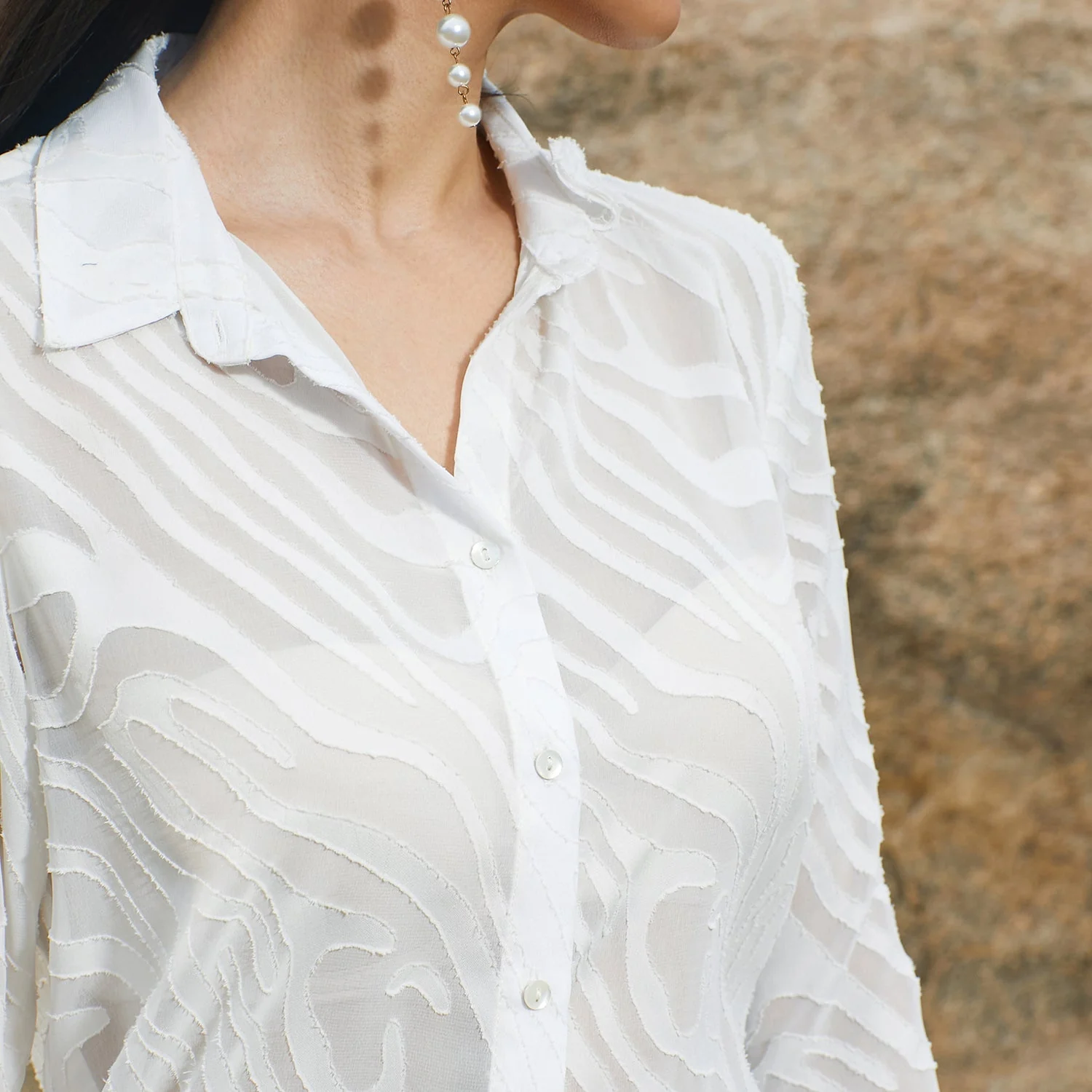 Textured Sheer Shirt - Image 7