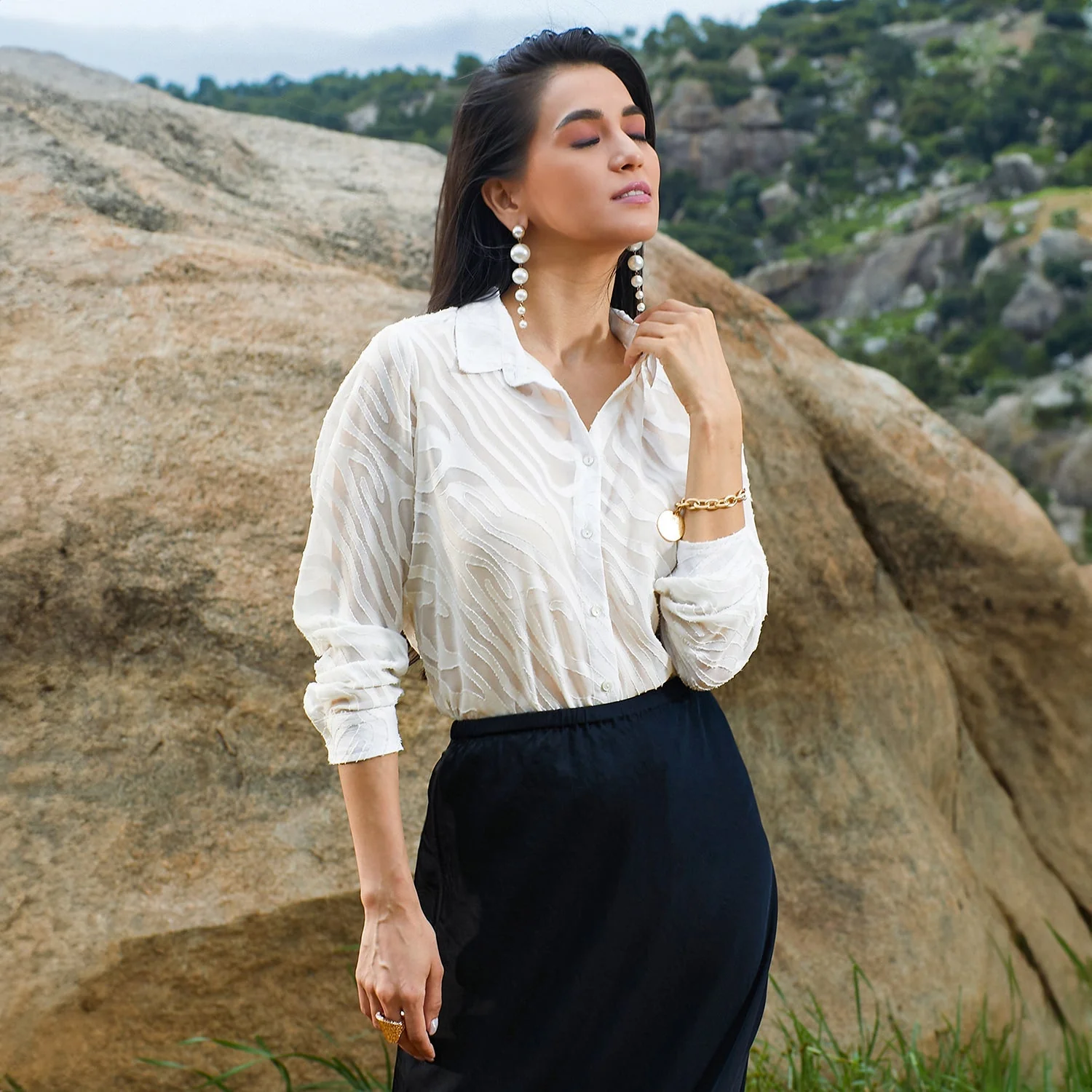 Textured Sheer Shirt - Image 8