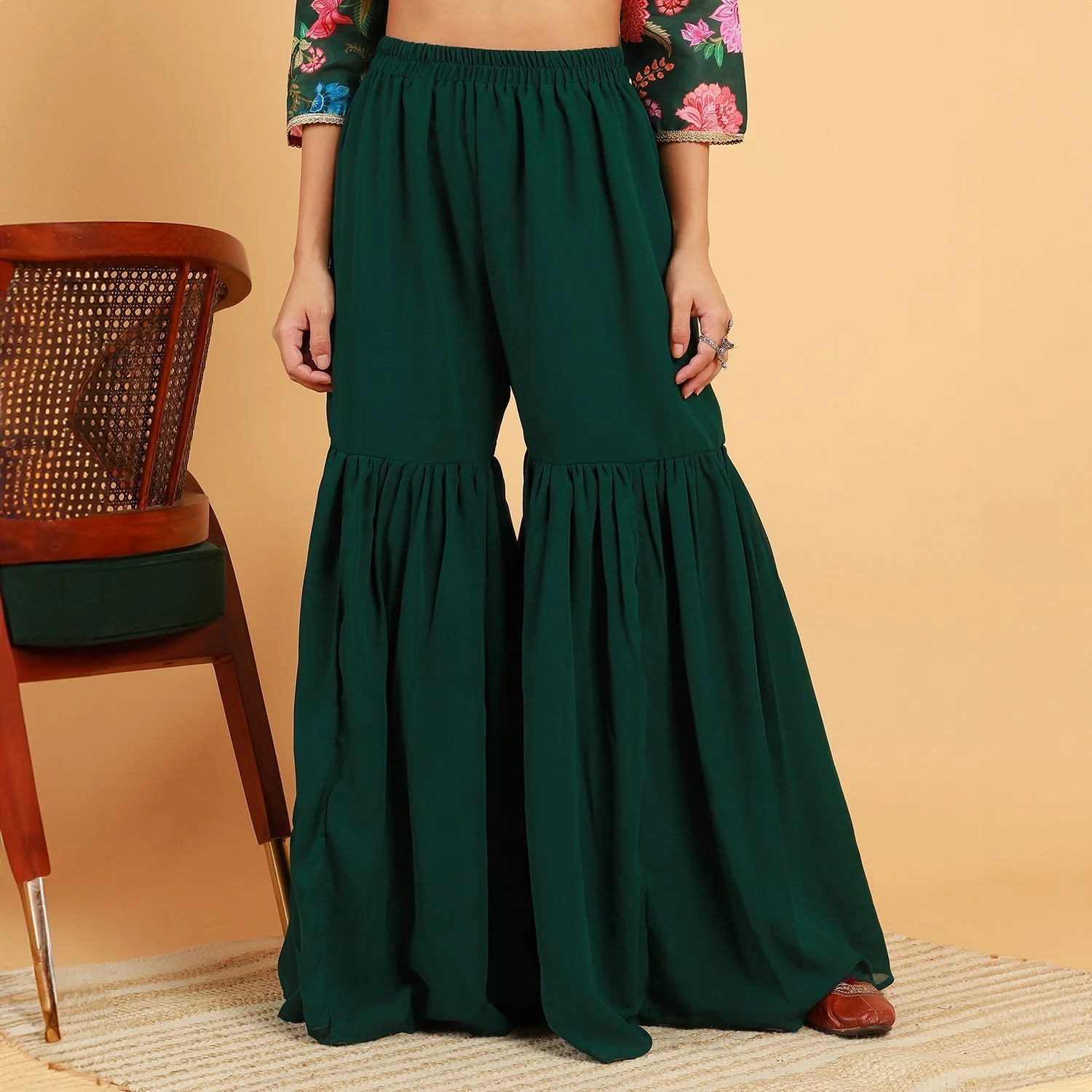 Botanical Cluster Kurti With Sharara & Dupatta - Image 7