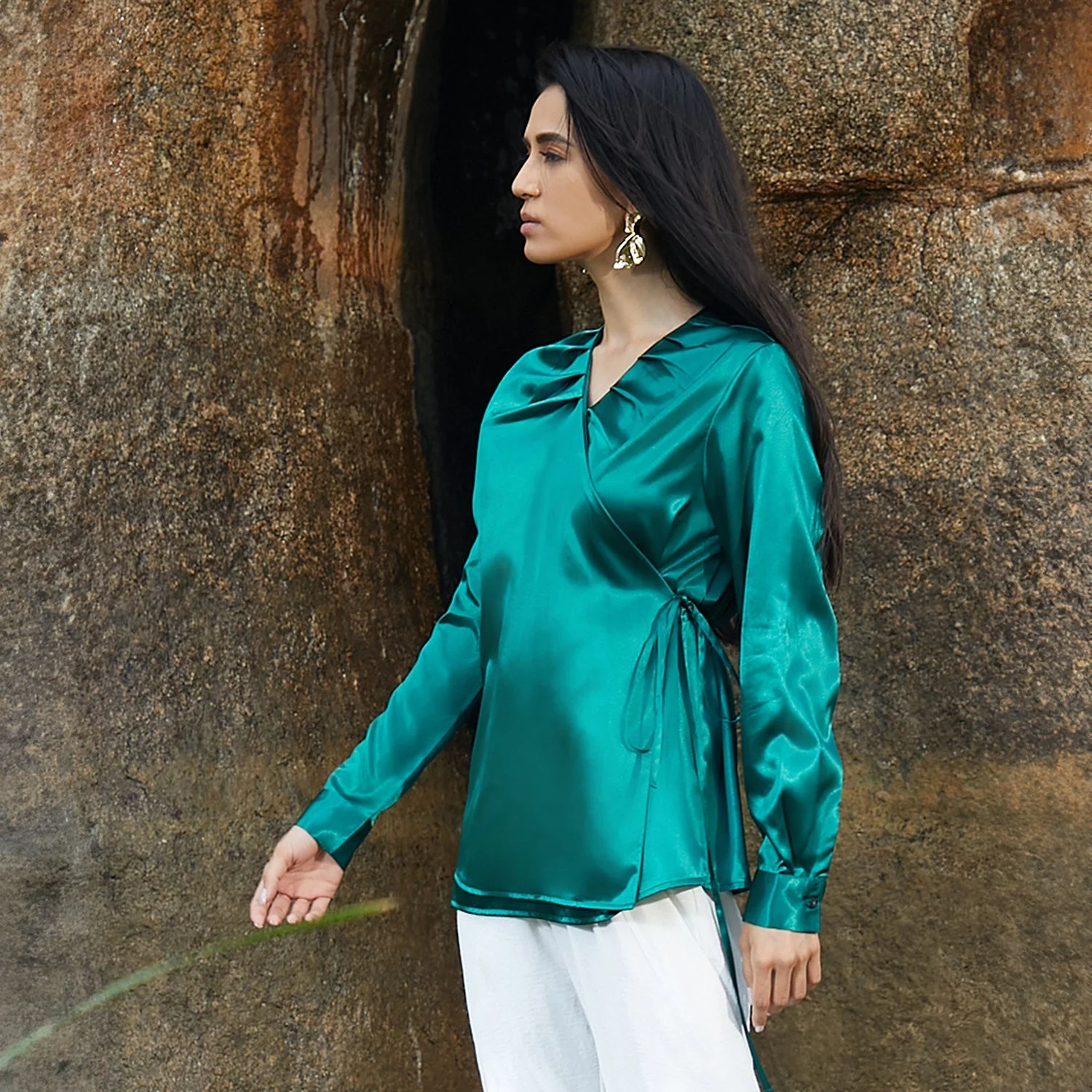 Satin Wrap Top - Image 3