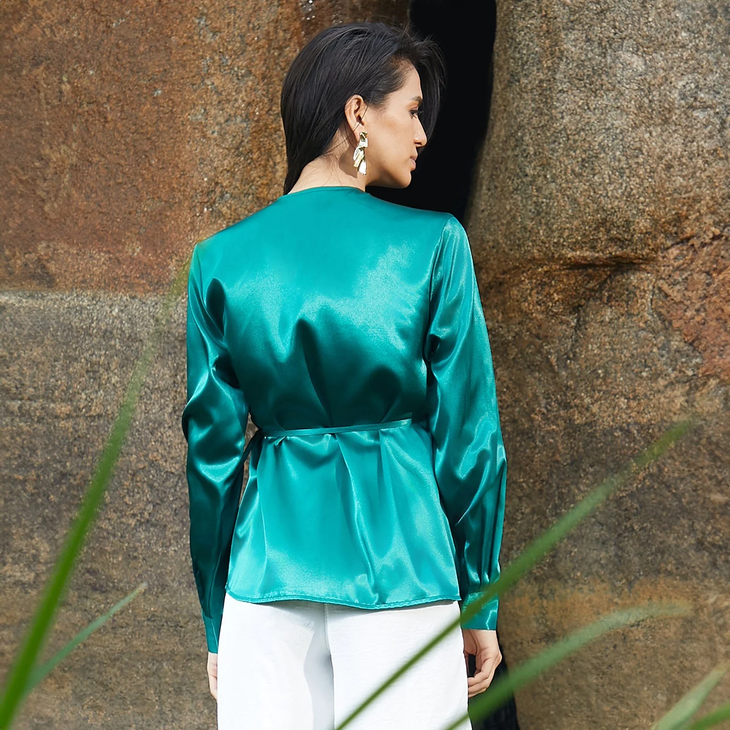 Satin Wrap Top - Image 4