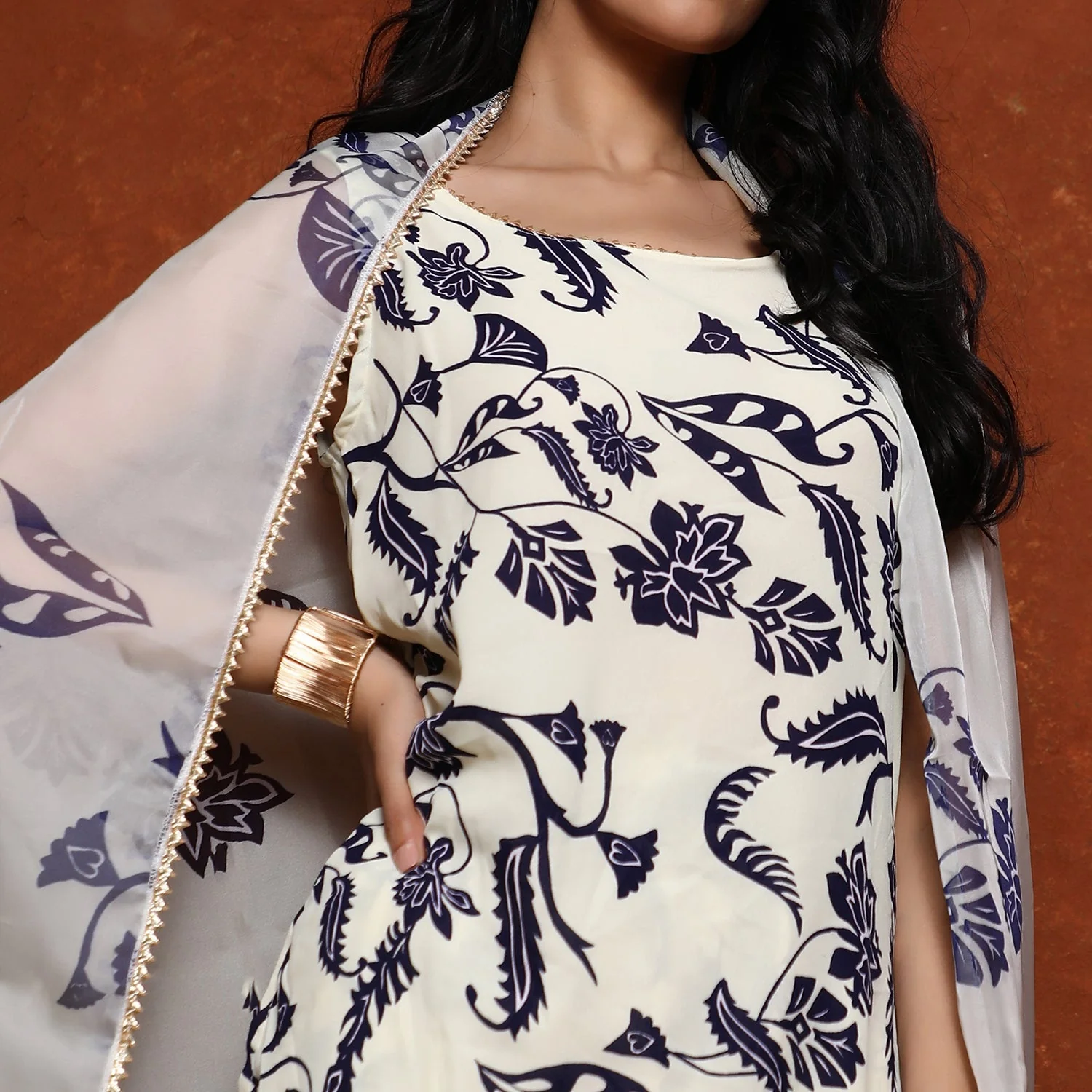 Botanical Kurti And Sharara Set - Image 6