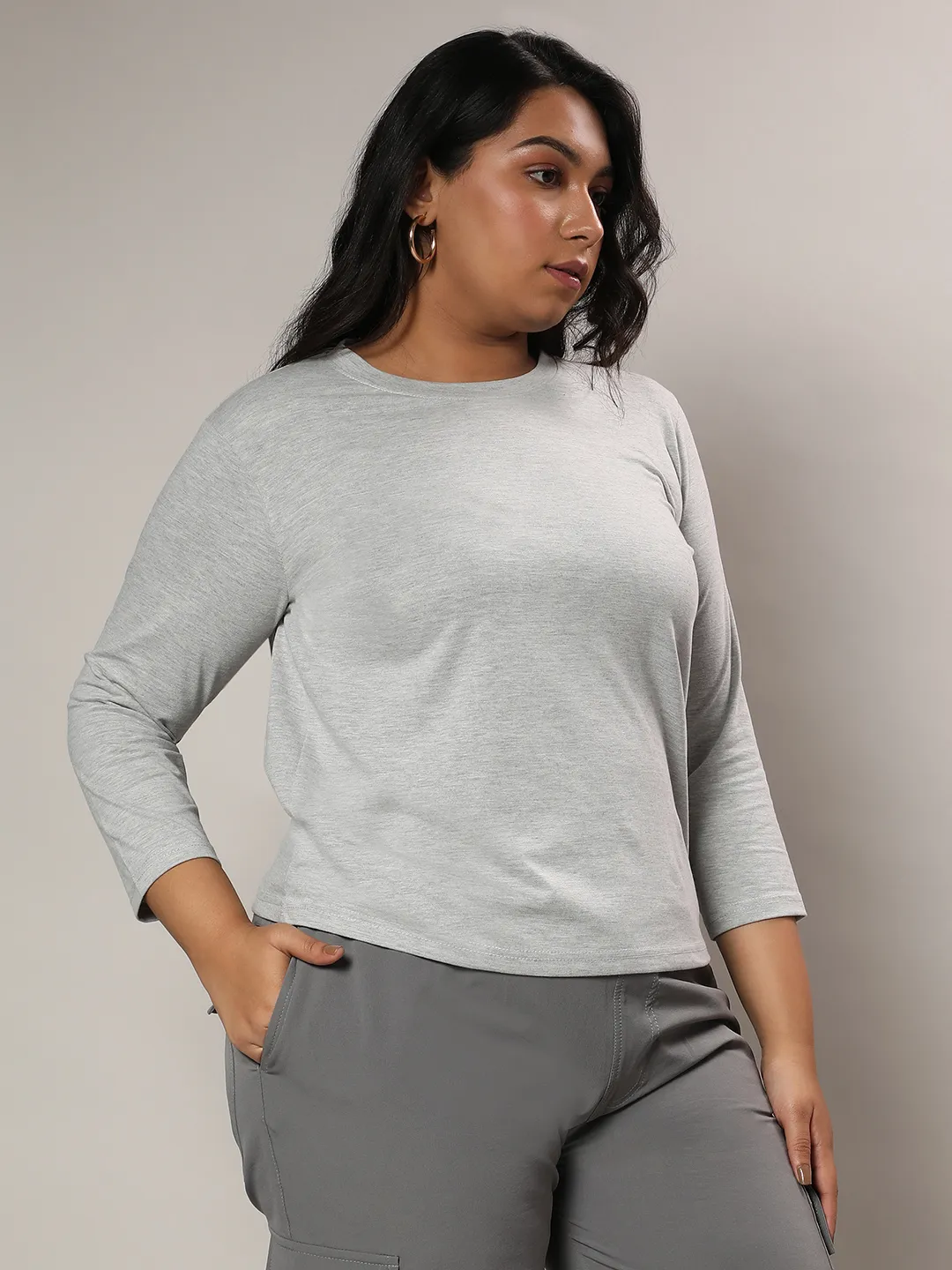 Light Grey Basic Solid Top - Image 3