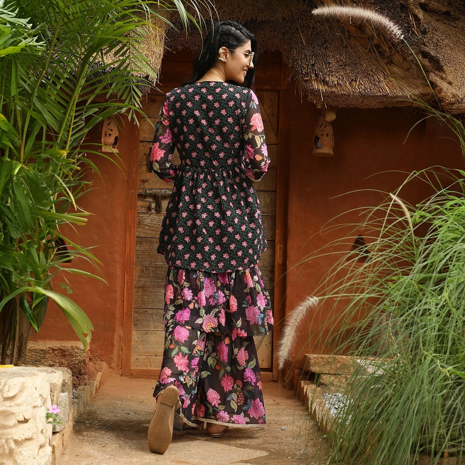 Floral Kurti And Sharara Set - Image 5